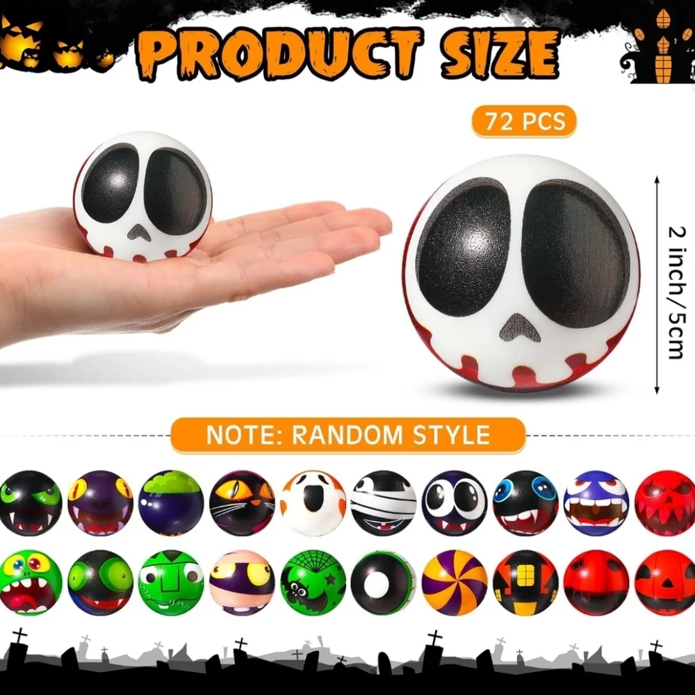 New in packaging! 36 pieces Halloween theme mini foam stress balls fidget toys